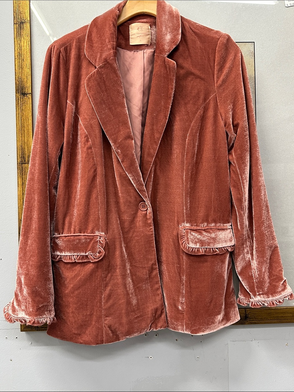 Love for Humanity Velvet Blazer Jacket - Dusty Rose
